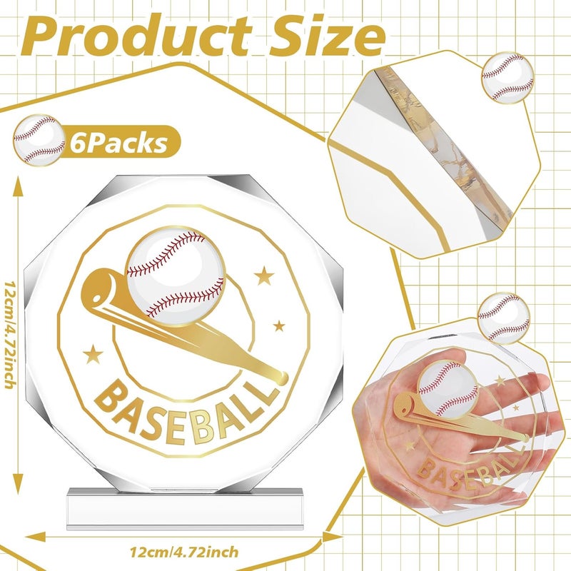 Anglechic 6 Pack Sports Trophy Acrylic Award Medals 4.72 x 4.72 Inch Sports Contest Trophies Bulk Plaques Team Prize Gift Trophies for Competition - Image 2